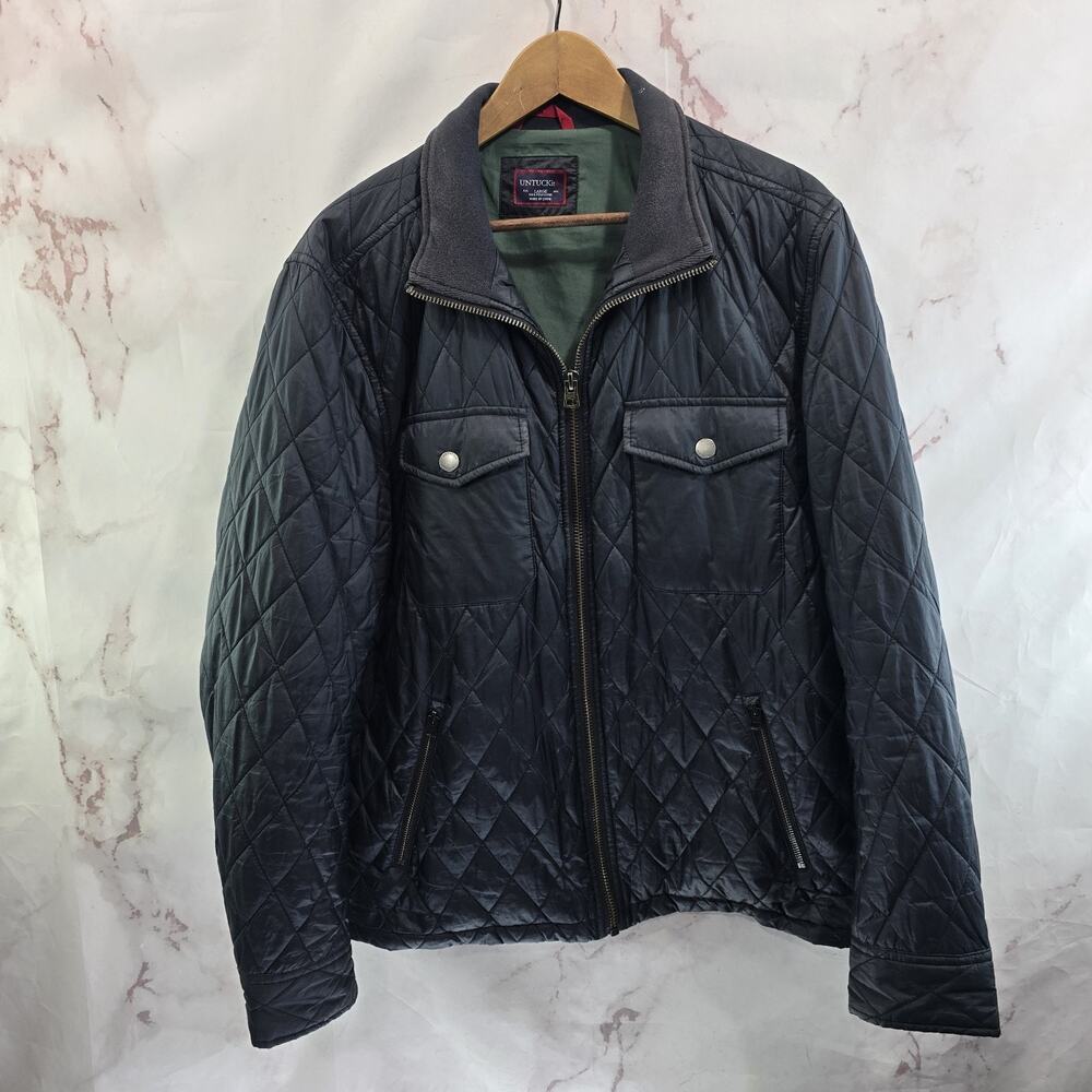 Untuckit Jacket Mens Large Black Synthetic Puffer Zip Quilted Wynwood Marne